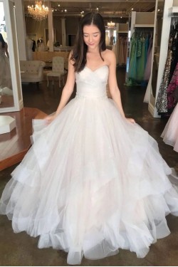 A-Line Sweetheart Tulle Wedding Dresses Bridal Gowns 903115