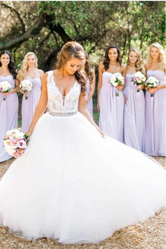 A-Line Lace and Tulle Beaded Wedding Dresses Bridal Gowns 903116
