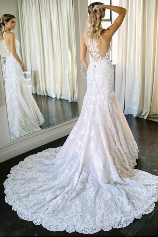 Long Mermaid Lace Wedding Dresses Bridal Gowns 903117