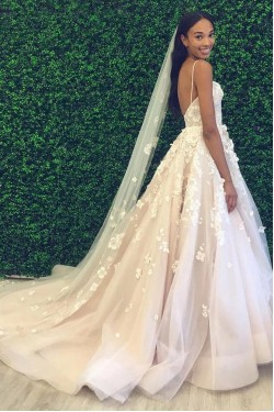 A-Line Lace and Tulle Wedding Dresses Bridal Gowns 903118