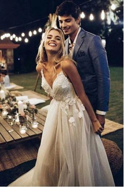 A-Line Lace and Tulle Wedding Dresses Bridal Gowns 903122