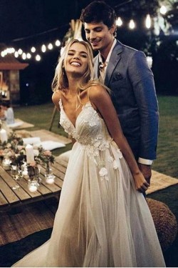 A-Line Lace and Tulle Wedding Dresses Bridal Gowns 903122