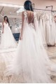 A-Line Halter Lace and Tulle Wedding Dresses Bridal Gowns 903125