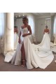 A-Line Long Satin Wedding Dresses Bridal Gowns 903128