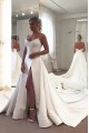 A-Line Long Satin Wedding Dresses Bridal Gowns 903128