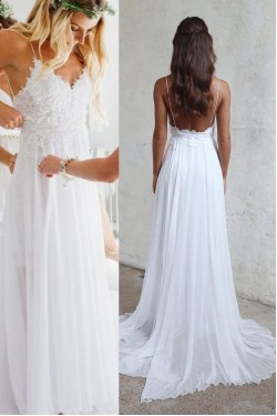 Lace and Chiffon Long Wedding Dresses Bridal Gowns 903129