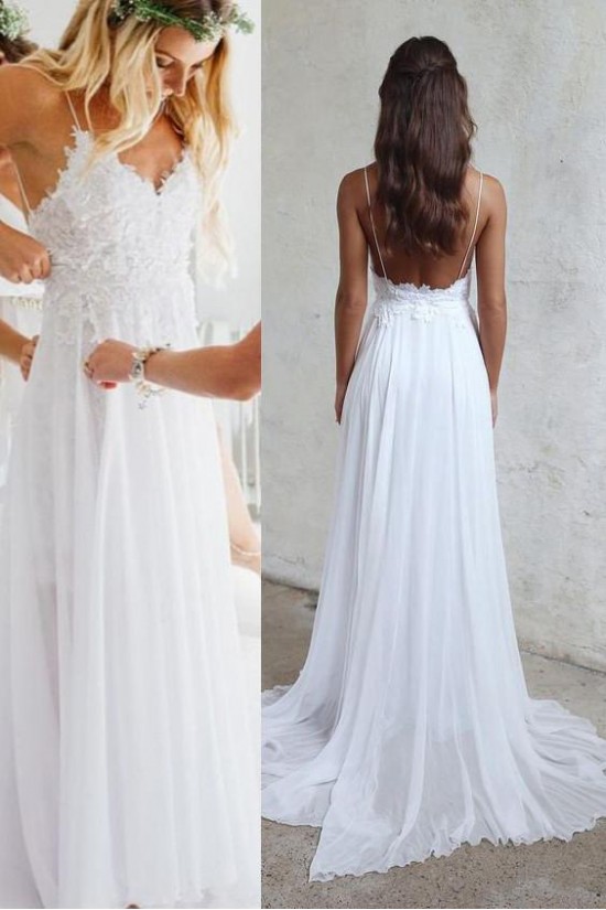 Lace and Chiffon Long Wedding Dresses Bridal Gowns 903129