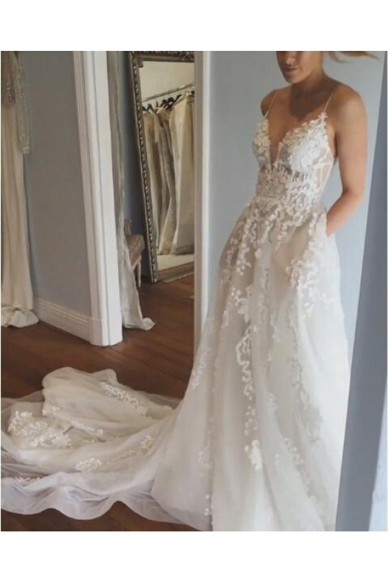 A-Line Spaghetti Straps Lace Wedding Dresses Bridal Gowns 903133 A-Line Spaghetti Straps Lace Wedding Dresses Bridal Gowns 903133