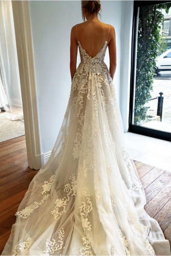 A-Line Spaghetti Straps Lace Wedding Dresses Bridal Gowns 903133 A-Line Spaghetti Straps Lace Wedding Dresses Bridal Gowns 903133