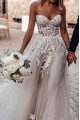 A-Line Sweetheart Lace Long Wedding Dresses Bridal Gowns 903134