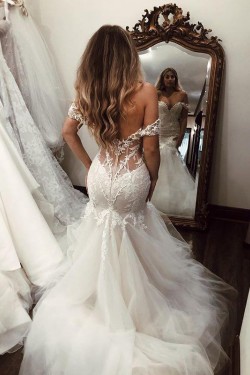 Mermaid Off the Shoulder Lace Wedding Dresses Bridal Gowns 903135