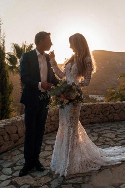 Mermaid Long Sleeves Lace Wedding Dresses Bridal Gowns 903136