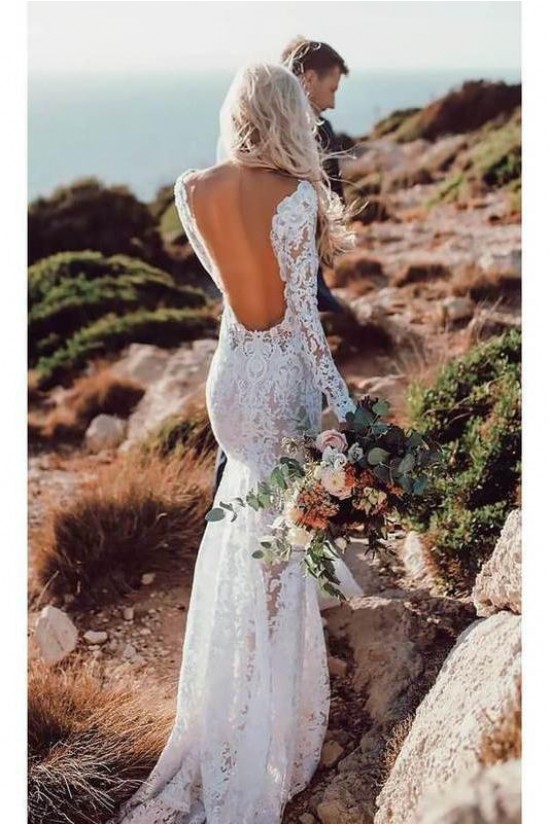 Mermaid Long Sleeves Lace Wedding Dresses Bridal Gowns 903136