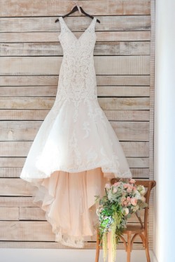 Mermaid Lace V Neck Wedding Dresses Bridal Gowns 903140