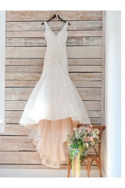 Mermaid Lace V Neck Wedding Dresses Bridal Gowns 903140