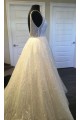 A-Line Sparkle V Neck Wedding Dresses Bridal Gowns 903148