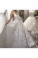 A-Line Sparkle V Neck Wedding Dresses Bridal Gowns 903148