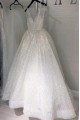 A-Line Sparkle V Neck Wedding Dresses Bridal Gowns 903148