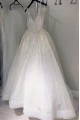 A-Line Sparkle V Neck Wedding Dresses Bridal Gowns 903148