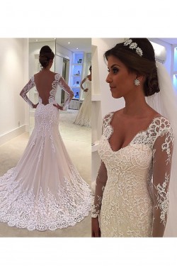 Mermaid Lace Long Sleeves Wedding Dresses Bridal Gowns 903150