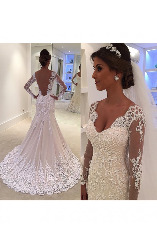 Mermaid Lace Long Sleeves Wedding Dresses Bridal Gowns 903150