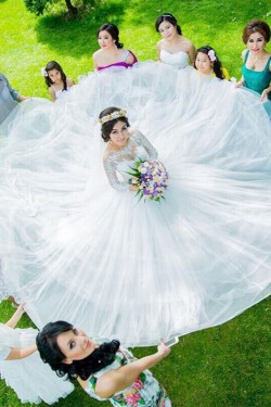 A-Line Lace and Tulle Long Sleeves Wedding Dresses Bridal Gowns 903154