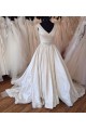 A-Line Long Satin V Neck Wedding Dresses Bridal Gowns 903162