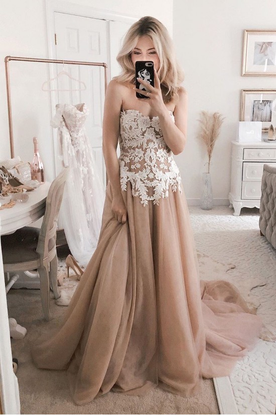 A-Line Sweetheart Lace Long Wedding Dresses Bridal Gowns 903166