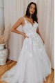 A-Line Lace and Tulle V Neck Wedding Dresses Bridal Gowns 903174