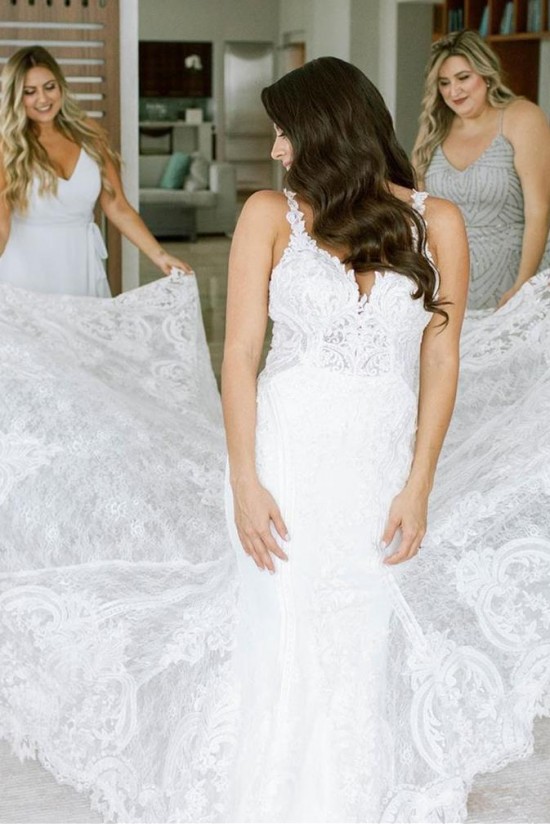 Long Mermaid Lace Wedding Dresses Bridal Gowns 903175