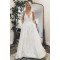 A-Line V Neck Long Satin Wedding Dresses Bridal Gowns 903178