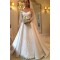 A-Line Lace Long Sleeves V Neck Wedding Dresses Bridal Gowns 903186