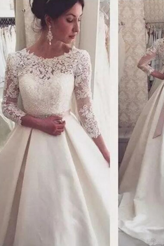 A-Line Lace Wedding Dresses Bridal Gowns with Sleeves 903187 A-Line Lace Wedding Dresses Bridal Gowns with Sleeves 903187