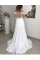 A-Line Chiffon and Lace Long Sleeves Wedding Dresses Bridal Gowns 903188