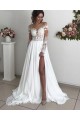 A-Line Chiffon and Lace Long Sleeves Wedding Dresses Bridal Gowns 903188