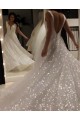 A-Line Sparkle V Neck Wedding Dresses Bridal Gowns 903190