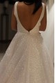 A-Line Sparkle V Neck Wedding Dresses Bridal Gowns 903190