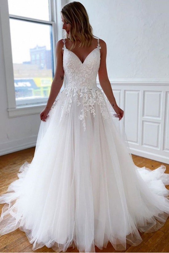 A-Line Lace and Tulle Wedding Dresses Bridal Gowns 903191