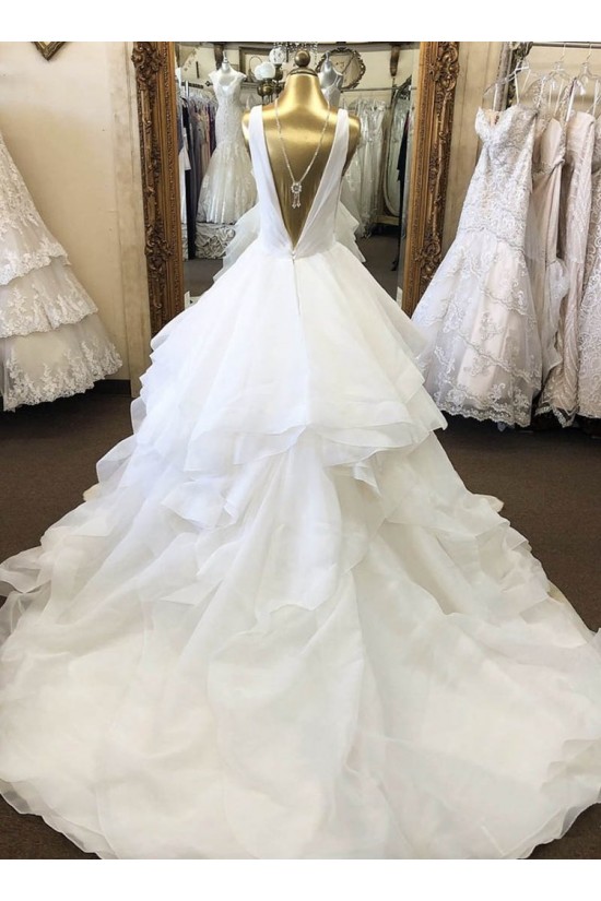A-Line Beaded V Neck Long Wedding Dresses Bridal Gowns 903192