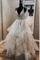 A-Line Lace V Neck Wedding Dresses Bridal Gowns 903193