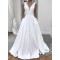 A-Line Long Satin V Neck Wedding Dresses Bridal Gowns 903195