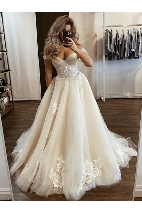 A-Line Lace and Tulle Wedding Dresses Bridal Gowns 903199