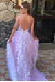 A-Line Lace V Neck Wedding Dresses Bridal Gowns 903200