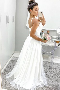 A-Line V Neck Long Wedding Dresses Bridal Gowns 903203