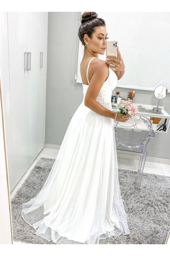 A-Line V Neck Long Wedding Dresses Bridal Gowns 903203