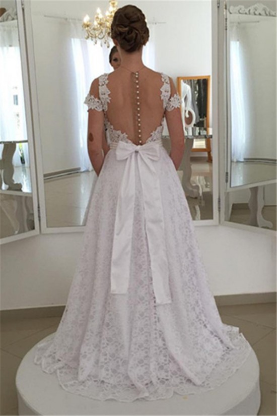 A-Line Beaded Lace Wedding Dresses Bridal Gowns 903209