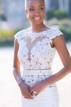 Elegant Mermaid Beaded Lace and Tulle Wedding Dresses Bridal Gowns 903211