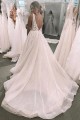 A-Line Lace V Neck Wedding Dresses Bridal Gowns 903216