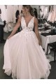 A-Line Lace V Neck Wedding Dresses Bridal Gowns 903216