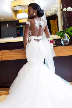 Mermaid Lace and Tulle Wedding Dresses Bridal Gowns 903217